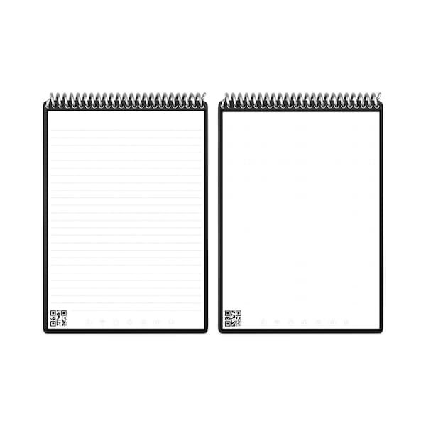 Flip Smart Notepad, Black Cover, Lined/Dot Grid Rule, 8.5 X 11, White, 16 Sheets